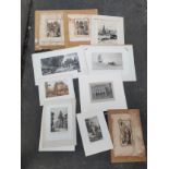 Selection of antique unframed engravings and etchings to include "Bakehouse Close", "Ramsay Yard"