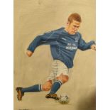 Oil Painting on canvas of Wayne Rooney playing for Everton FC Signed Deighan