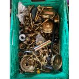 A Crate containing a large quantity of antique fixtures and fittings. Includes Brass ceiling roses &