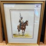 Original Watercolour depicting Indian soldier on horse. Signed by David Archey. [38.5x31cm]