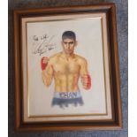 Peter Deighan Original acrylic on canvas of Amir Khan, also signed in top left hand corner ''Best