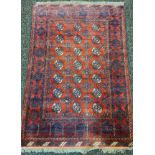 Pakistan red ground gul wool rug. [146x100]
