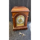 Victorian mahogany cased bracket clock movement by Junghans. Comes with keys. [In Working Condition]
