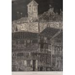 A.Watson Artists proof woodcut relief block print titled ''Chinchon'' (Near Madrid) dated 2001. [