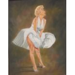 Peter Deighan Large framed oil on canvas of Marilyn Munroe. Signed to the bottom. [93x76cm]