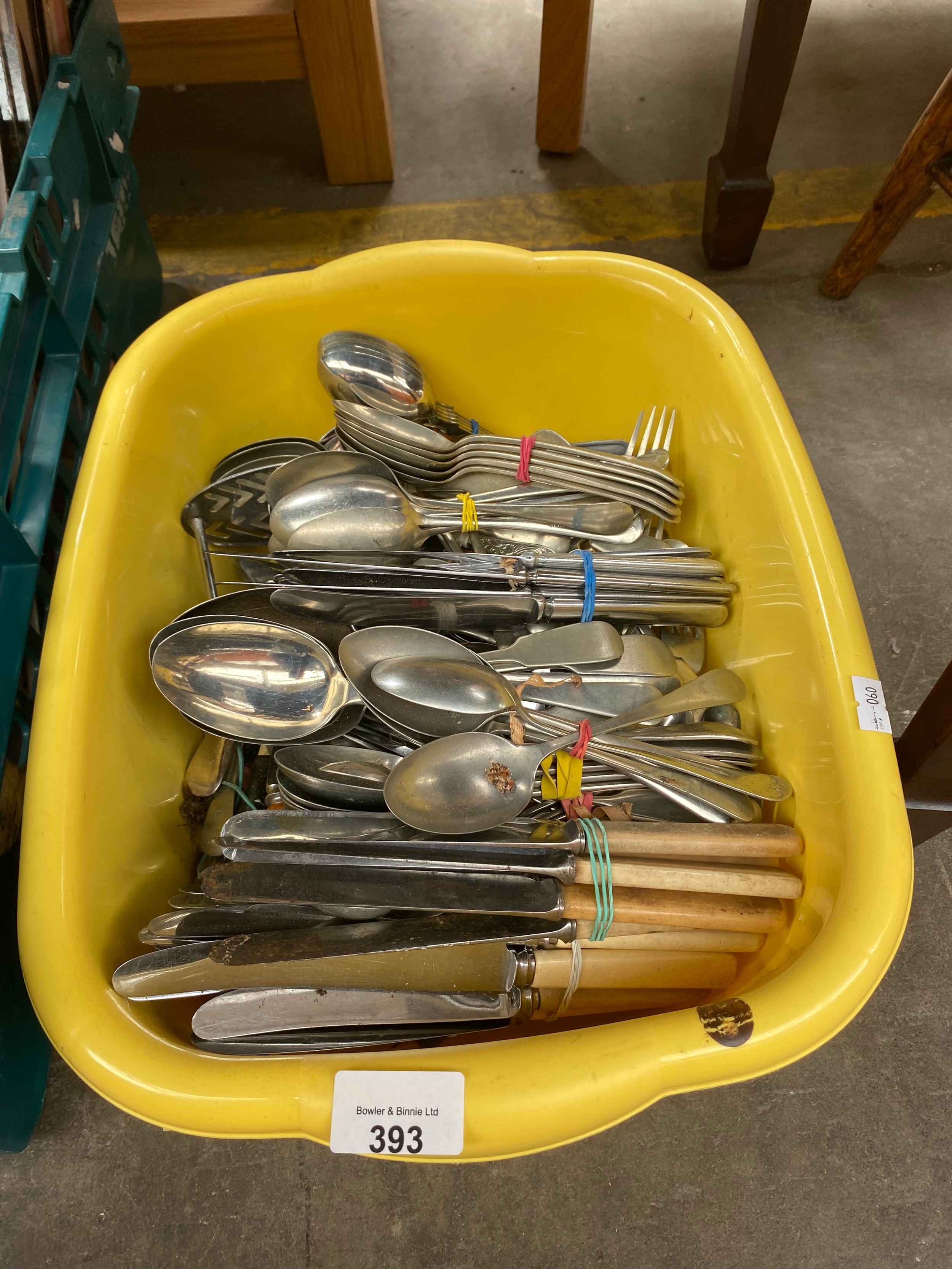 A box of various silver plated cutlery