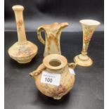 Selection of Royal Worcester blush ivory vases and leaf jug