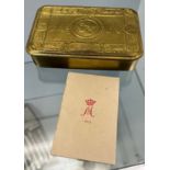WWI Christmas tin with Princess Mary card inside.