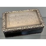 Victorian London silver ornate snuff box. [2.5x8.7x5.5cm] [167.59grams]