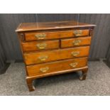 18th century pedestal chest of drawers, fitted with brass swing handles. [89x94x54cm]