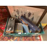 A crate of war time victory dvds, hunters vintage radio military Scottish picture with regiment book