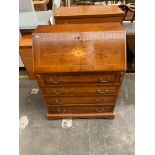 Four drawer inlaid writing bureau with fitted interior.