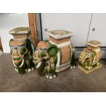 A Set of 3 Oriental Elephant ceramic plants stands