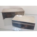 London silver cigar box together with London silver cigarette box. [Cigarette box as found] [Cigar