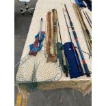 Diawa Sensor carbon fly rod, Three piece cane fly fishing rod, Mastercaster beach rod, two piece