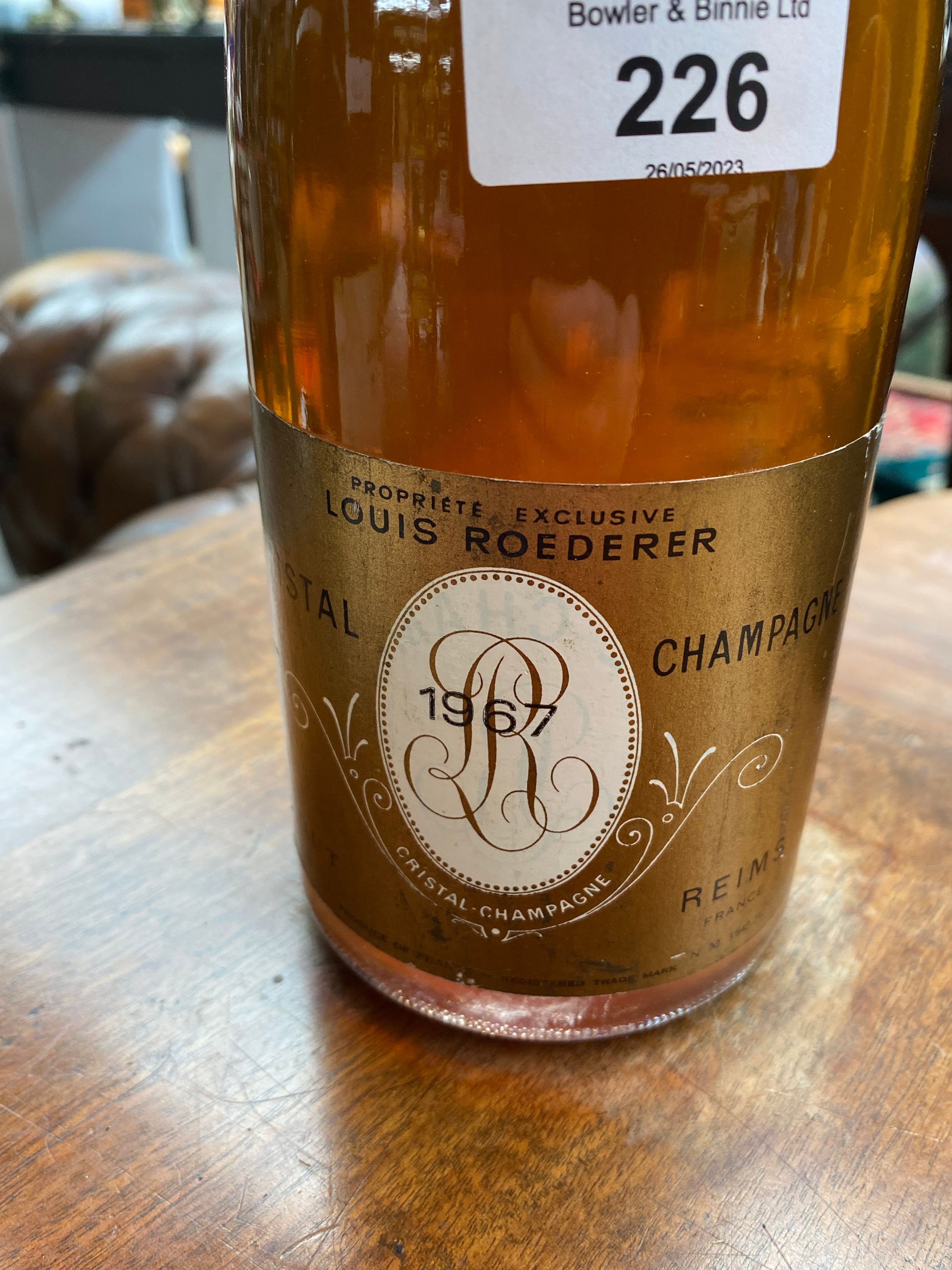 A Bottle of 1967 Louis Roederer Cristal Champagne along with A Bottle of berry Bro & rudd ltd French - Image 3 of 3