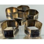 A Set of 6 Niello silver napkin rings.