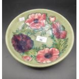 Large Moorcroft Anemone pattern floral Bowl [21cm in diameter]