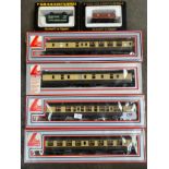 2 Boxed lima carriages along with Graham Farish wagons