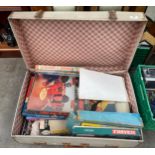 A Vintage travel trunk of vintage board games to include scrabble