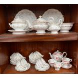 2 Shelves of tea wares to include Victorian tea wares with tea pot