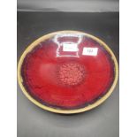 Studio pottery red drip glazed bowl dated 62 and signed to the base by the artist