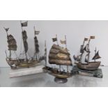 Birmingham silver Chinese ship model 'The Mayflower 1620' [62/850] 'Presented to J. Gillespie On