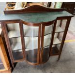 Edwardian inlaid bow fronted China cabinet