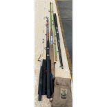 Milbro Beachcomber rod, Fisheagle Hulk Boat rod, Silstar fishing rod and shakespeare spinning rod