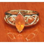 9ct yellow gold ring set with a fire opal stone. [Ring size N] [3.05Grams]