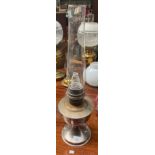 Vintage plated oil lamp with glass funnel