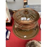 Copper Chafing Pot stand with pot and tray