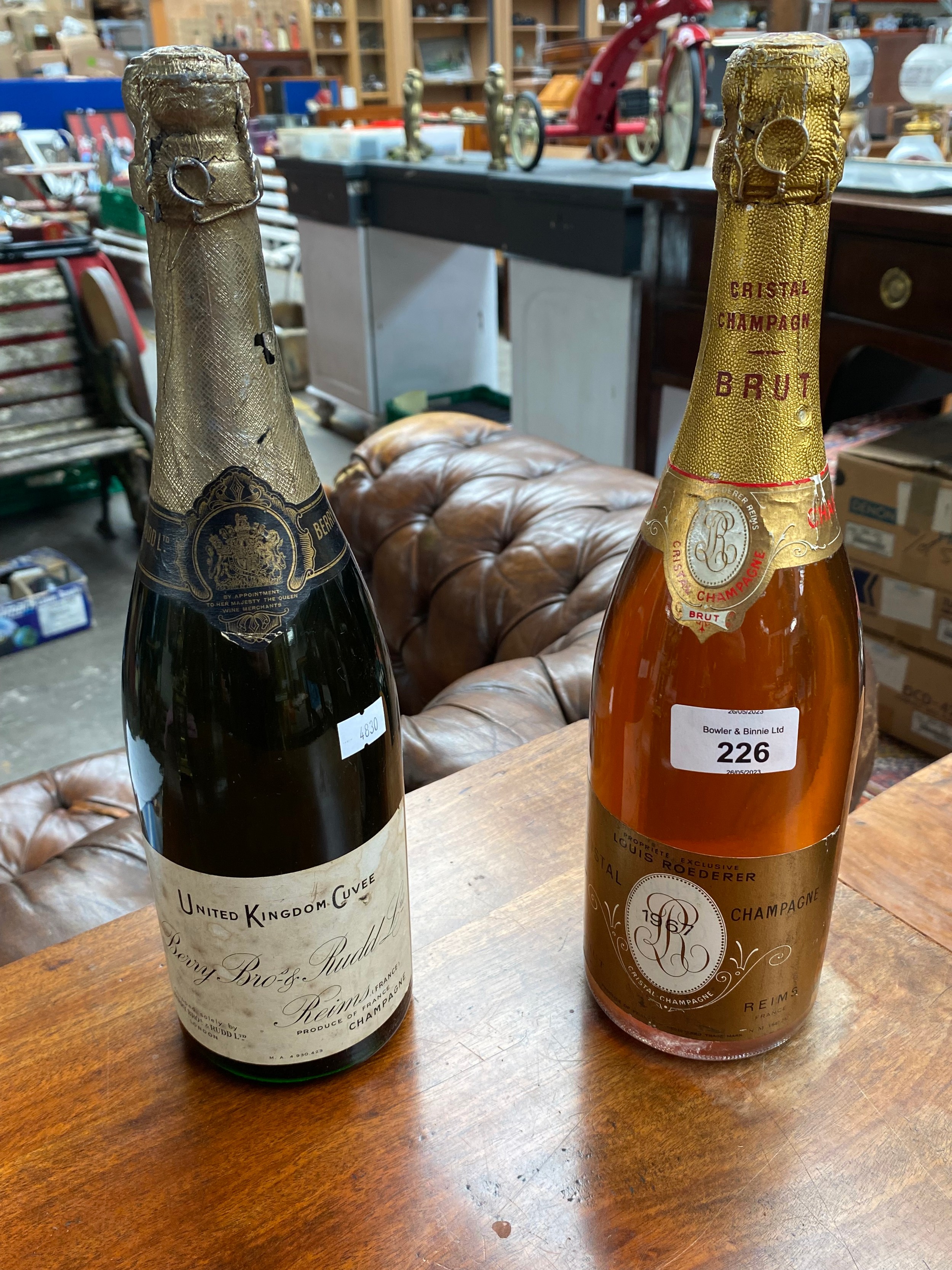 A Bottle of 1967 Louis Roederer Cristal Champagne along with A Bottle of berry Bro & rudd ltd French
