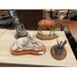 2 Border fine arts figures to include Golden Retriever, otter and fish figure, large stag figure