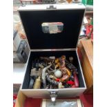 A Large Box of vintage cork screws, bottle openers includes golfing cork screw , wooden handled cork