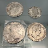 Four Antique French silver coins; 1830 & 1837 Louis Philippei Five Francs coins, 1792 Louis XVI