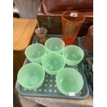 A Tray of Scottish Glass to include Strathearn orange and brown fleck vase