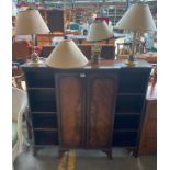 A Reproduction 2 door cabinet along with selection of table lamps