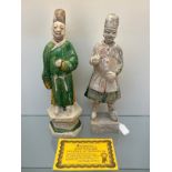 Two Chinese Ming Dynasty pottery Attendant figures with detachable heads. Circa 1550-1600AD, Comes