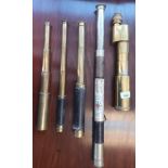 A Lot of five antique and vintage pull scopes and scopes; Ross London plated pull scope, other