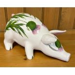 Large Plichta [London] Wemyss thistle design pig. [12.5x25x11cm- widest points]