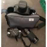 Pentax Program A camera with lenses and carry case