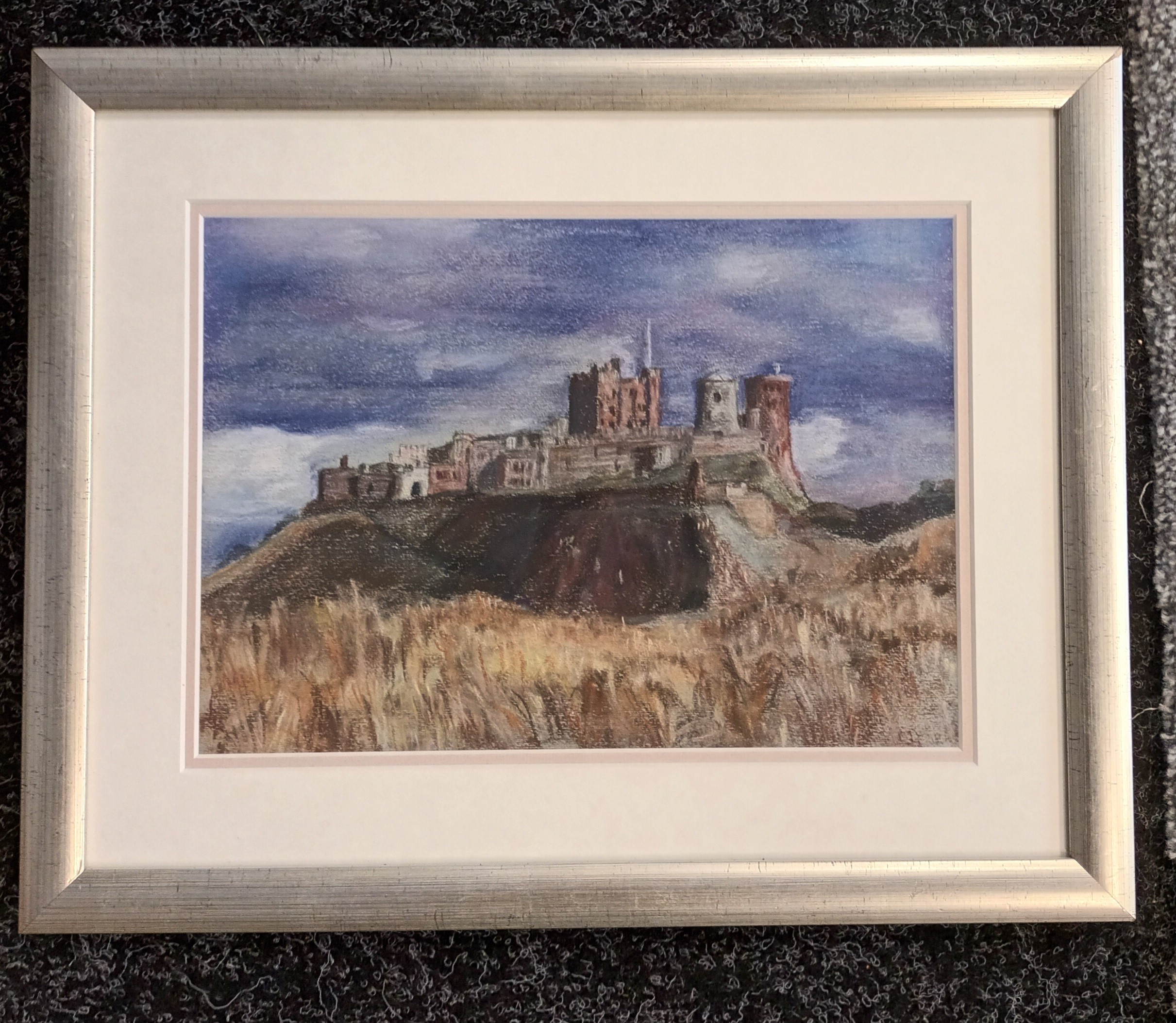 Anne Watson Three pastel drawings 'Bamburgh Castle', 'Corfe Castle' and 'Tuscan Landscape', signed. - Image 3 of 5