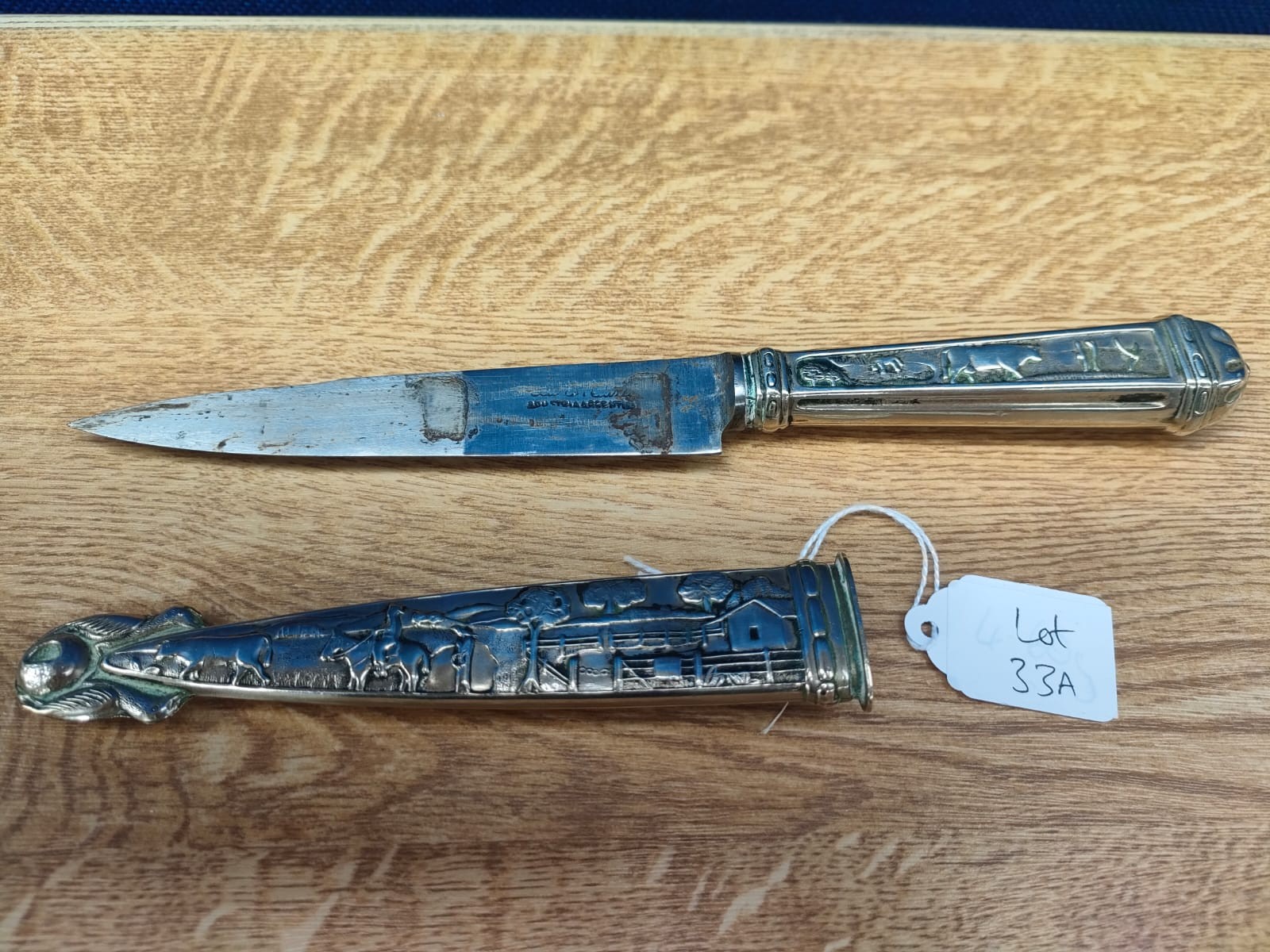 Antique Argentina Alpaca dagger and sheath. [25cm in length]