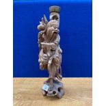 A Carved Oriental man table lamp unwired