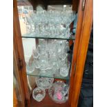 3 shelves of crystal to include Webb Corbett crystal jug and crystal glasses