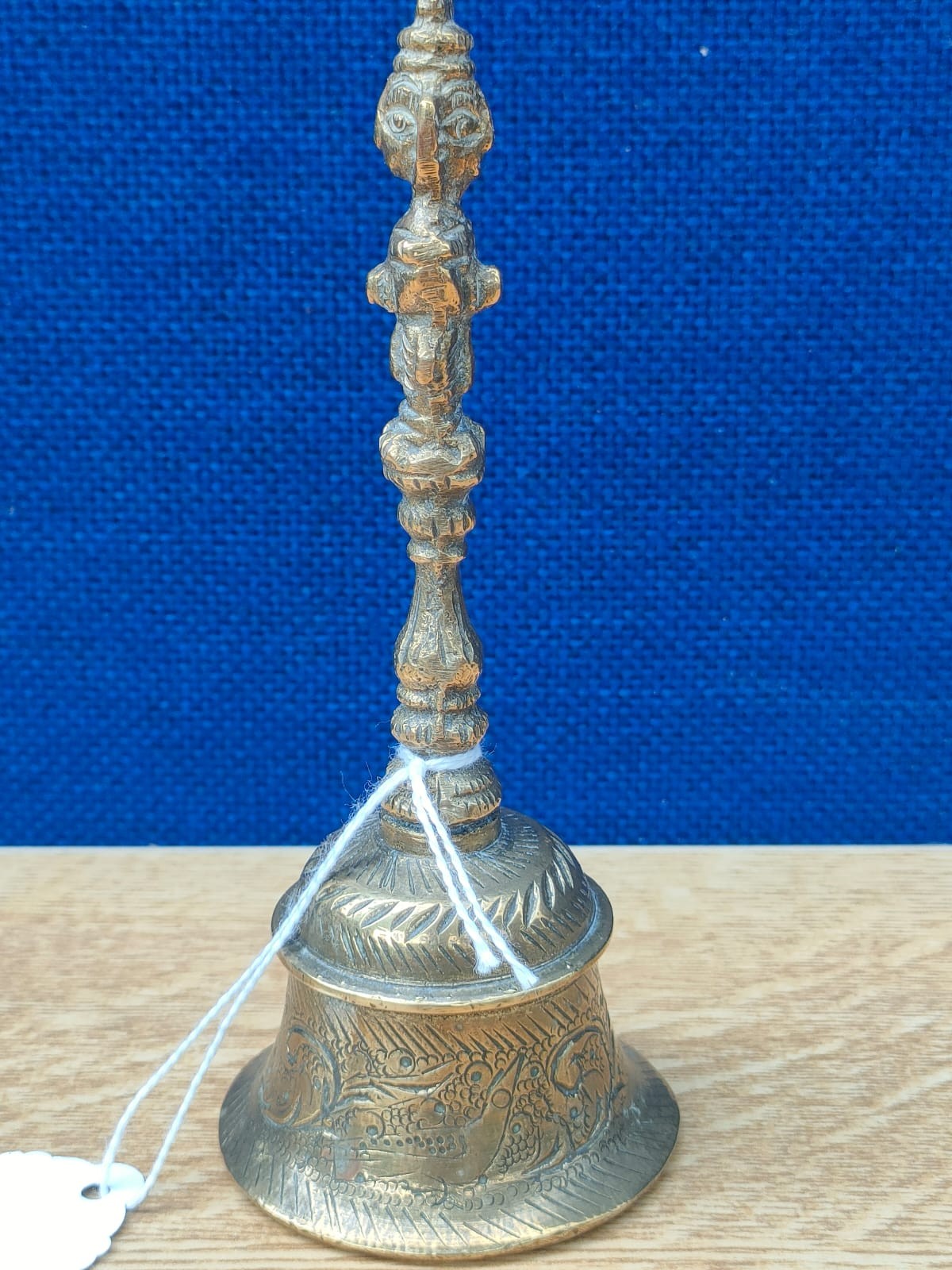 Tibetan ornate brass bell. [13cm high]