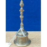 Tibetan ornate brass bell. [13cm high]
