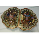 Antique Chinese cloisonne worked highly decorative two section belt buckle. [4.5x7.5cm]