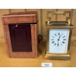 A Large 19th century brass carriage clock- R. Stewart- Glasgow- Paris made. Comes with leather